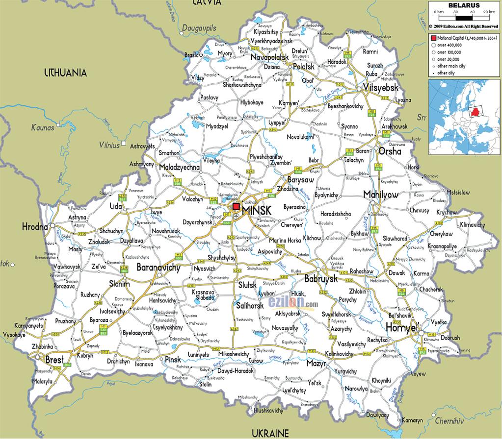 Andrzej Wojcieszak1 Uniwersytet Łódzkii Infrastruktura transportowa (drogowa) w Republice Białorusi Białoruś2 jest śródlądowym krajem nizinnym w Europie Wschodniej zajmującym obszar 207,6 tys. km2.