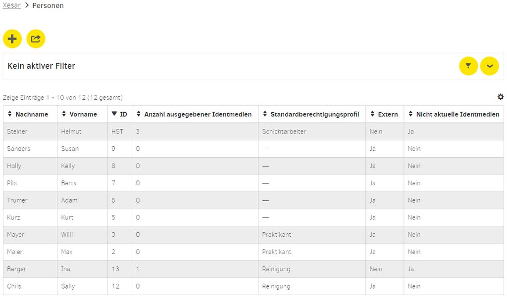 Osoby W sekcji Osoby definiuje się wszystkie istotne informacje osób z uprawnieniami w systemie.