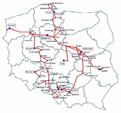 Rys. 15: Schemat sieci szkieletowej Netia S.A. Źródło:http://inwestor.netia.pl/pdf/investor/presentations/NETIA_not_just_another_CLEC.pdf, 7.09.2005r. Telefonia Dialog S.A. (dane zastrzeżone) Telefonia Dialog S.