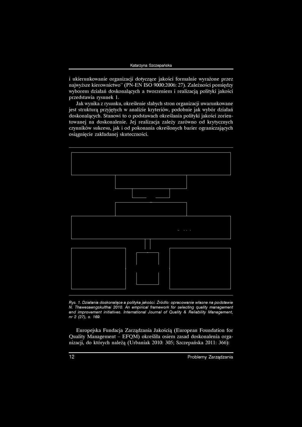 Jak wynika z rysunku, określenie słabych stron organizacji uwarunkowane jest strukturą przyjętych w analizie kryteriów, podobnie jak wybór działań doskonalących.