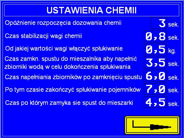 automatyczne ustawienie samo programowania przesypu ( samo uczenie ), załączenie wibratora wagi cementu, dozowanie wody z pomiarem wilgotności, wagowe lub objętościowe dozowanie dodatków chemicznych.