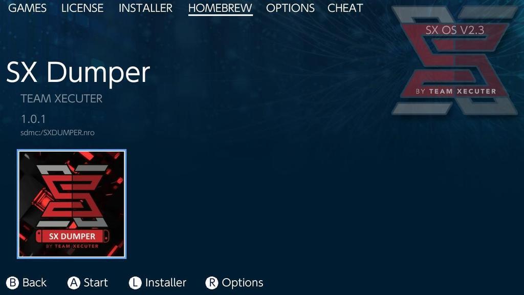 Tworzenie Kopii Zapasowej kartridża z SX Dumper Z menu Homebrew wybierz aplikacje SX Dumper.