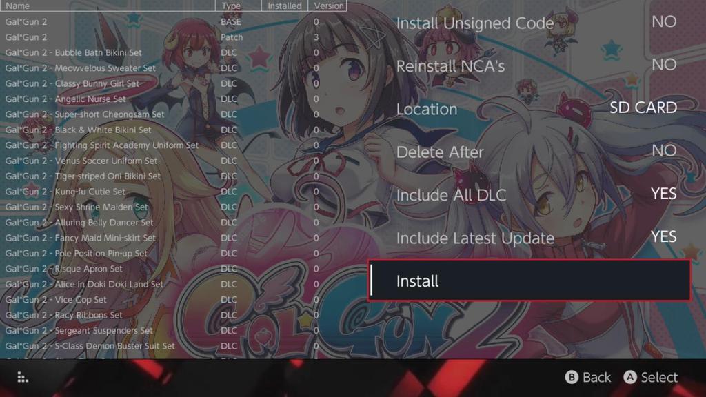 NSP Installer: SX Installer może być użyty do kompleksowej instalacji plików NSP (gry, aktualizacje oraz DLC) przy użyciu kilku kliknięć.