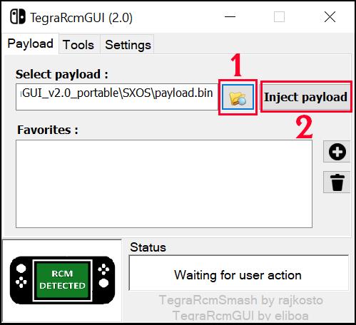Wybierz ikonę folderu i nawiguj do pliku SX OS [payload.bin].