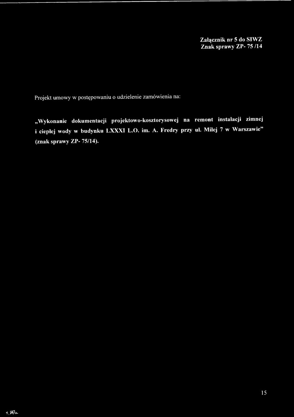 ciepłej wody w budynku LXXXI L.O. im. A.