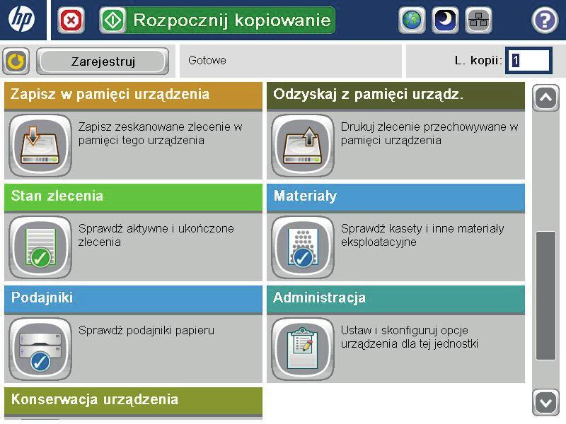 Zmiana domyślnych ustawień skanowania/ wysyłania z panelu sterowania