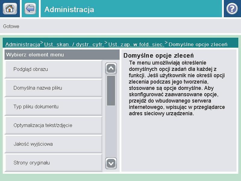 Otwórz menu Domyślne opcje zleceń i skonfiguruj opcje.