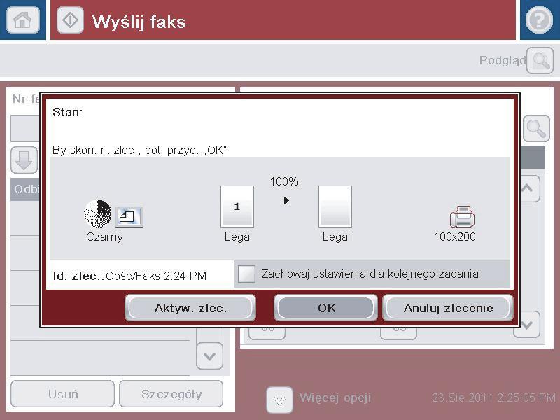 Anulowanie faksu Aby anulować bieżące zadanie faksowania, doktnij