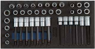 CT1-30 ZESTAW KLUCZY NASADOWYCH 3/8" w 1/3 modułu Check Tool Wymiary: Szer. 157,5 x gł.