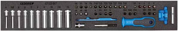 WORKSHOP 25 CT4-80 ZESTAW NARZĘDZIOWY w 4/4 modułu Check Tool Wymiary: 633 x 390 x 35 mm Bardzo długie Dla szuflad XL przy modelach 25, WSL-L7, 1504 XL, WHL-L7, 1507 XL T P R B A M N 229, Młotek