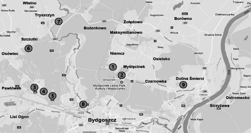 338 D. Wrzesińska / Leśne Prace Badawcze, 217, Vol. 78 (4): 337 345 nych, a 2 w środowisku zurbanizowanym (ryc. 1).