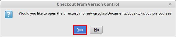 Figure 14: Dodawanie nowego projektu do PyCharm 3. Na koniec zatwierdzamy klikając na Clone.