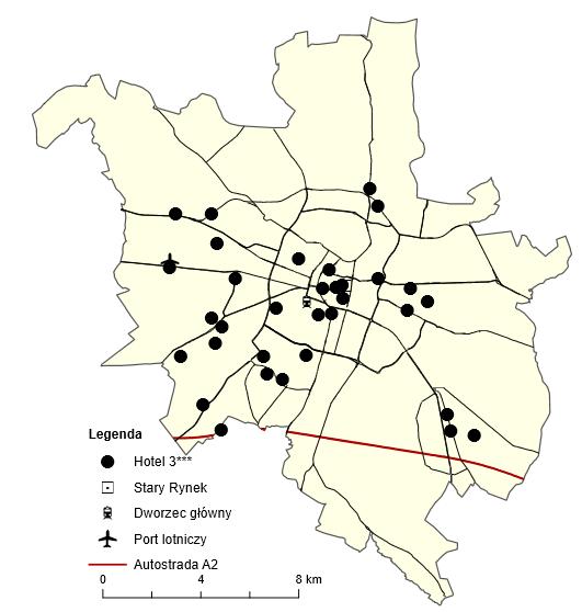 4 Lokalizacja hoteli czterogwiazdkowych w  5 1