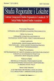 Studia Regionalne i Lokalne Numer 4 2013 SPIS TREŚCI ARTYKUŁY Mikołaj Herbst, Piotr Wójcik Delimitacja dyfuzji rozwoju z miast metropolitalnych z wykorzystaniem korelacji przestrzennej 5 Paweł