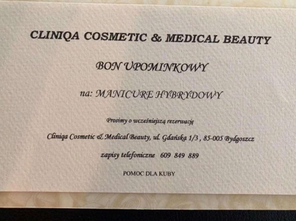 Bon upominkowy na manicure hybrydowy do Cliniqa