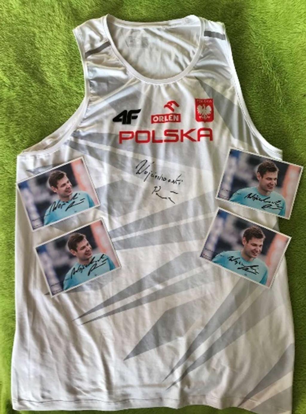 61. Koszulka Polski Lekkoatlety Pawła Wojciechowskiego z autografem i ze zdjęciami od