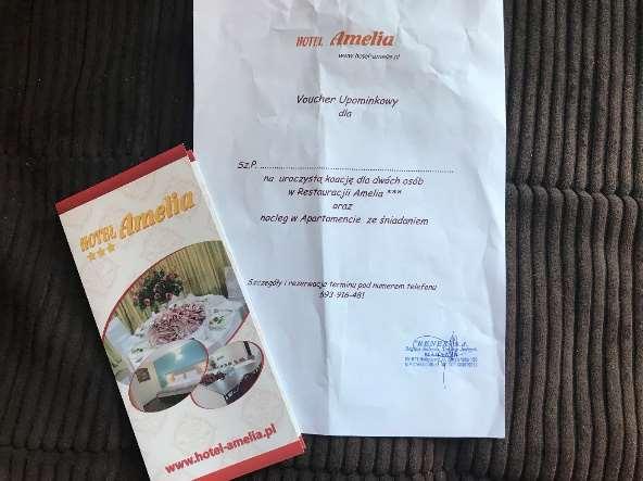 13. Hotel Amelia w Bydgoszczy voucher na uroczystą kolację dla