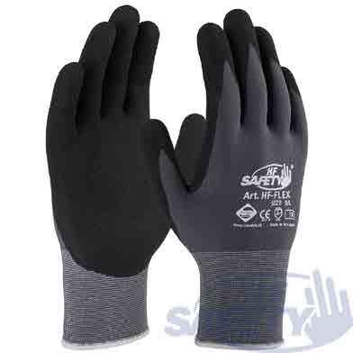 Wykonane z miękkiego, komfortowego dla dłoni nylonu z domieszką spandexu są odporne na ścieranie i rozdarcie. Norma EN 388(4131) Rozmiary od 6 do 11.
