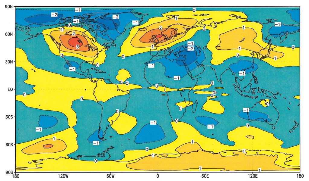 Anomalie temperatury niższej atmosfery zimą po Pinatubo Po wybuchu wulkanów tropikalnego pierwsza zima typowo jest ciepła m. in.