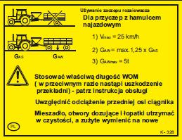 Przed rozpoczęciem użytkowania maszyny przeczytać instrukcję obsługi i przestrzegać zawartych w niej zaleceń i wskazówek. K - 328 Tabliczka informacyjna.