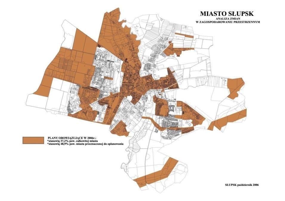 6. Stan objęcia miasta planami miejscowymi w odniesieniu do poprzedniej analizy zmian w zagospodarowaniu przestrzennym, przeprowadzonej dla okresu 2010-2014.