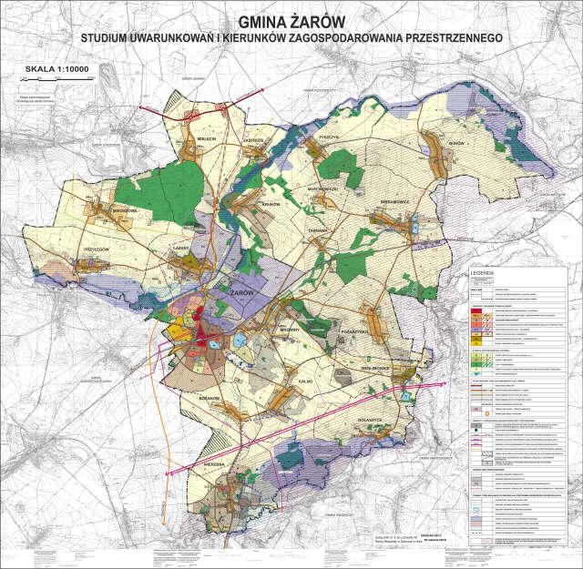 Rysunek studium uwarunkowań i kierunków zagospodarowania przestrzennego gminy Żarów Wnioski: Ustalenia obowiązującego studium uwarunkowań i kierunków zagospodarowania przestrzennego gminy Żarów są w