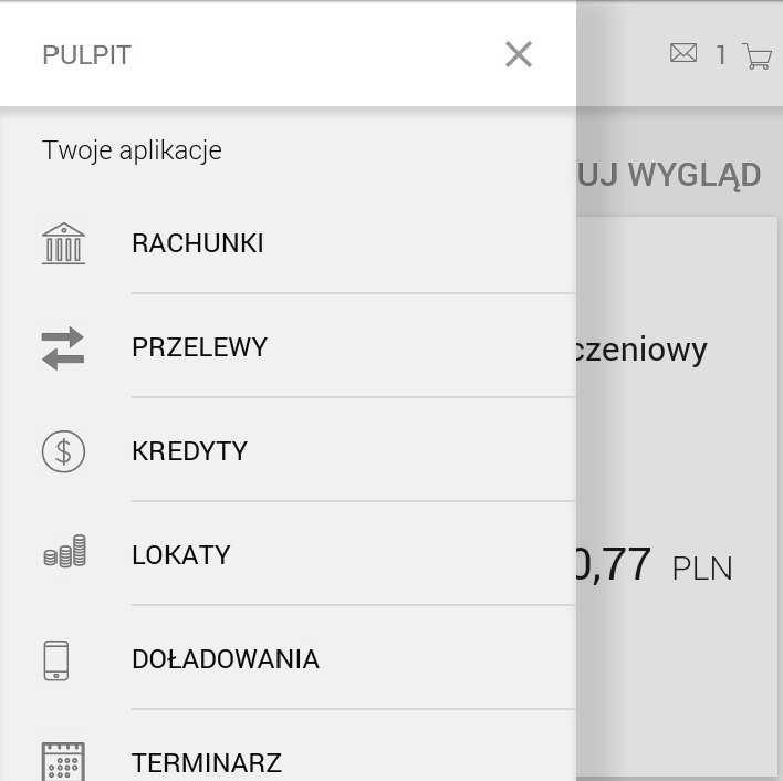 Przejście do dowolnej opcji lub kliknięcie w dowolny obszar ekranu nie zamyka menu. Na urządzeniach o mniejszej przekątnej ekranu, tj.