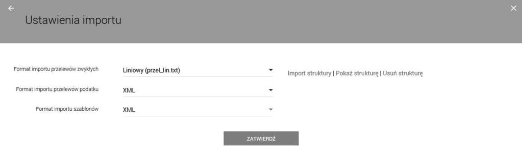 Dla formatów liniowych aplikacja umożliwia określenie struktury plików poprzez import pliku z takim opisem w formacie standardowego opisu używanego przez Administratora źródeł Danych ODBC w systemach
