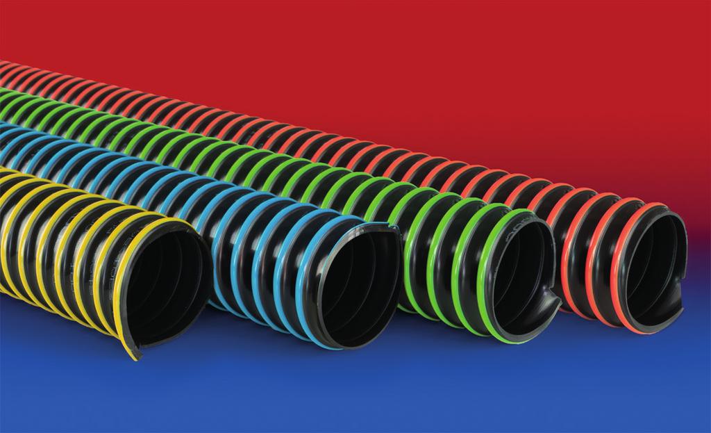 AIRDUC PUR 355 TWIN COLOR EL NEW 1 3 Antystatyczny wąż poliuretanowy, ciężki, odporny na ikroby 2 Zastosowania elastyczny wąż do przesyłu ciernych proszków, ateriałów stałych, granulatów i do gazów