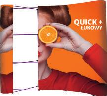 Pop-up Quick+ Ta w pełni magnetyczna ścianka posiada specjalnie zaprojektowane listwy magnetyczne oraz zawiesia, które ułatwiają montaż grafiki.
