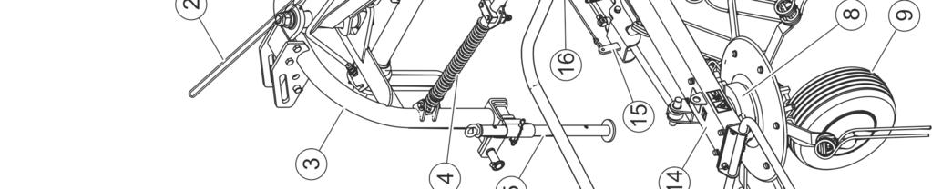 pionowa rama ochronna, (7) siłownik hydrauliczny wychyłu,