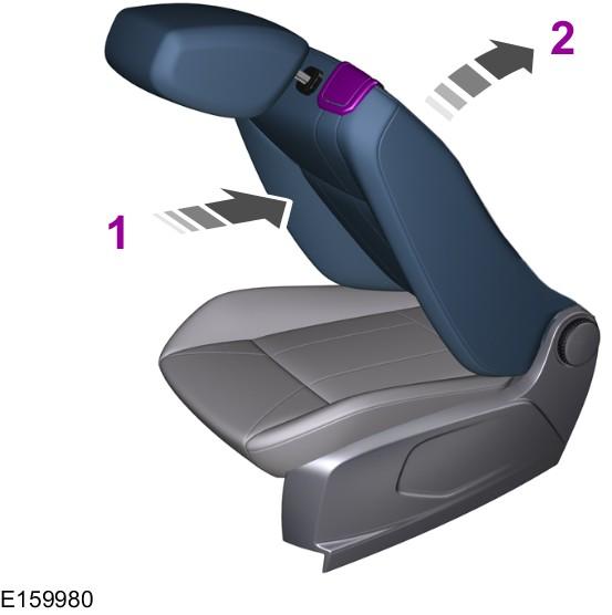 Siedzenia Regulacja wysokości siedzenia kierowcy 1. Pchnij oparcie siedzenia, aby przesunąć pochylone siedzenie do końcowego położenia (położenia w pamięci) lub wybranego położenia siedzenia. 2.