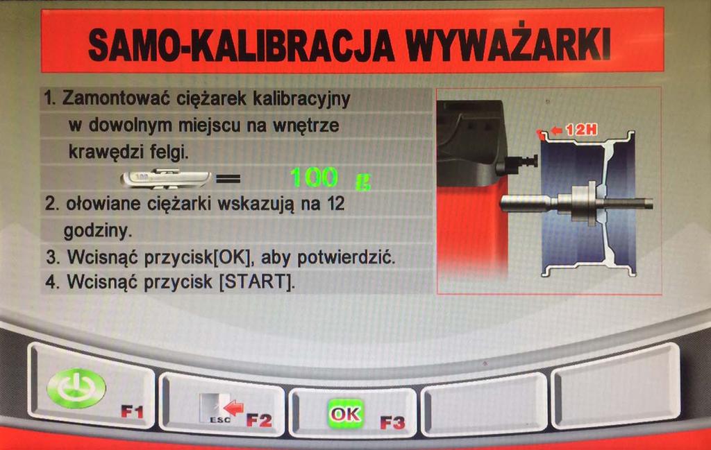 Kalibracja wyważarki W programie kalibracji naciśnij