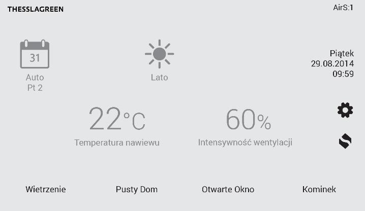 Tab.7. Program tygodniowy dla ZIMY DZIEŃ TYGODNIA ODCINEK CZASU / WIETRZENIE POCZĄTEK WENTYLACJA T.NAWIEW-K PONIEDZIAŁEK ODC. CZASOWY 1 06:00 70% 20 WTOREK ODC. CZASOWY 1 06:00 70% 20 ŚRODA ODC.