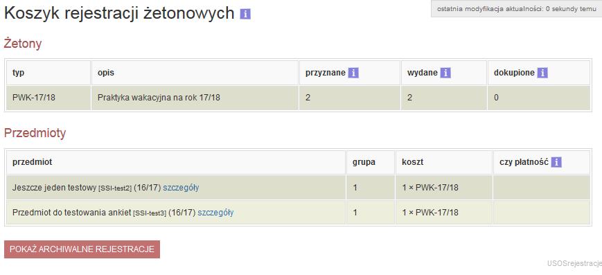 Wykaz przedmiotów jest posortowany względem cyklu dydaktycznego, w którym odbywają się zajęcia, od