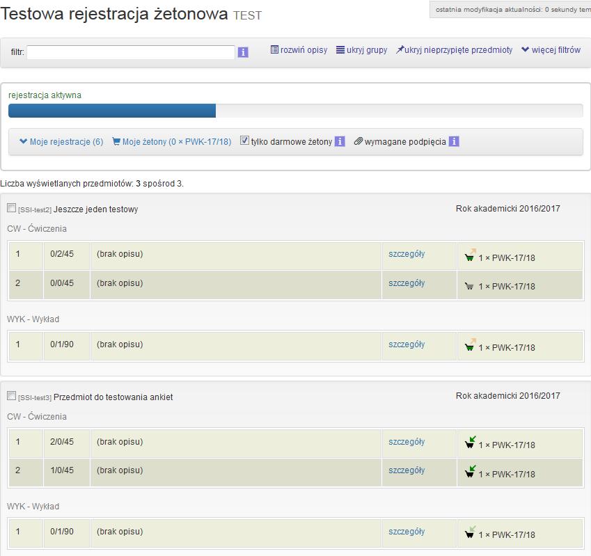 Akcja więcej filtrów powoduje odsłonięcie okna z zestawem dodatkowych filtrów (por. Rys. 7). Rysunek 6 Dodatkowy zestaw filtrów obejmuje (por. Rys. 7): Filtrowanie po grupie przedmiotów widoczne będą tylko przedmioty z wybranych grup.