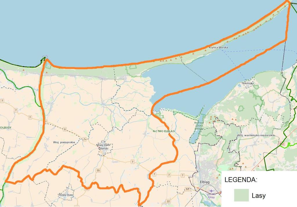 5.9.2. Lasy Z danych Głównego Urzędu Statystycznego wynika, iż powierzchnia lasów na terenie Powiatu Nowodworskiego wynosi 5 448,66 ha, co daje lesistość na poziomie 8,1%.