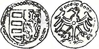 ), odpowiednio w poz.: 8768 8771 vide ilustracje nr 2 5. Il. 2. Halerz królewski Macieja Korwina b.d.; 10,5 10,8mm, 0,24 g. Kop. 8768; Fbg 1931, 116. Il. 3. Halerz królewski Macieja Korwina b.d. 10 Kop.