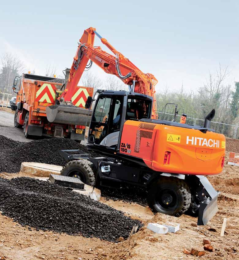 ZX190W-5 WYTRZYMAŁOŚĆ Nowa gama koparek kołowych ZAXIS sprawdzi się dobrze w ciężkich warunkach pracy i przy realizacji trudnych projektów.