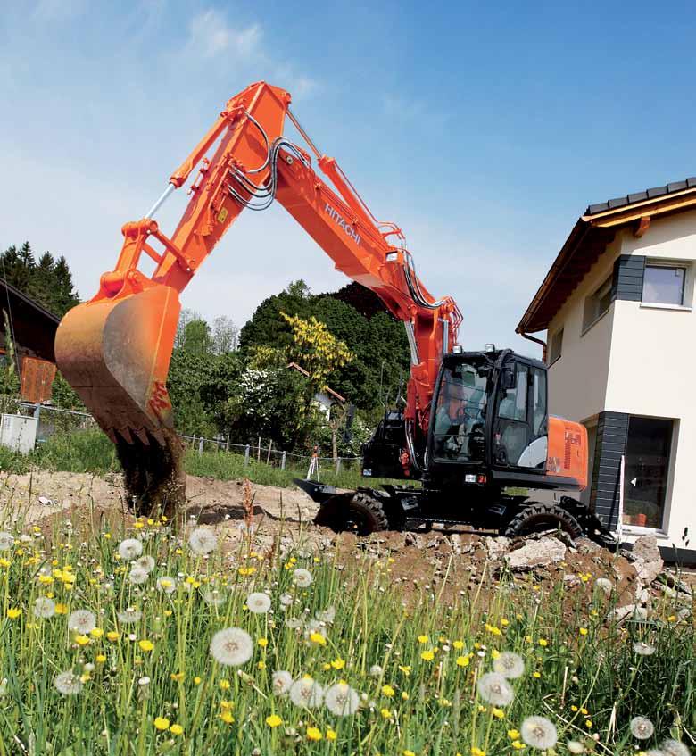ZX190W-5 PRODUKTYWNOŚĆ Inżynierowie z firmy Hitachi wyposażyli nowy model ZAXIS 190W w nowy mocniejszy silnik oraz zaawansowany układ hydrauliczny, by zapewnić wyższy poziom wydajności w miejscu