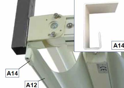 Przyścienny profil tkaninowy A12 zawiesza się przy pomocy wspornika ściennego/sufitowego A14. 15.