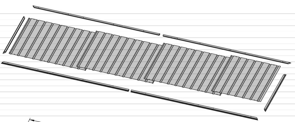 16. Systemowy daszek do pergoli składa się z arkuszy blachy trapezowej T8 oraz profili ramy do zabudowy