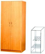 7) Szafa 2-drzwiowa wykonana z płyty laminowanej o gr. ok. 18 mm. Kolor np. buk Wymiary ok. 186 x 80 x 60 cm.