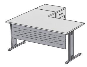 BIURKA Biurko kształtowe mały łuk TX-BKP-160-KT03 160/80x163/60x74 z kontenerem szufladami z
