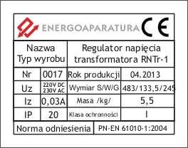 Izolacja Dane ogólne Napięcie znamionowe Wytrzymałość elektryczna Kategoria przepięciowa Stopień ochrony obudowy 250V 2,5kV; 50 Hz; 1 min.