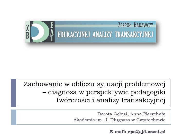 Sekcja: PSYCHOLOGIA TWÓRCZOŚCI