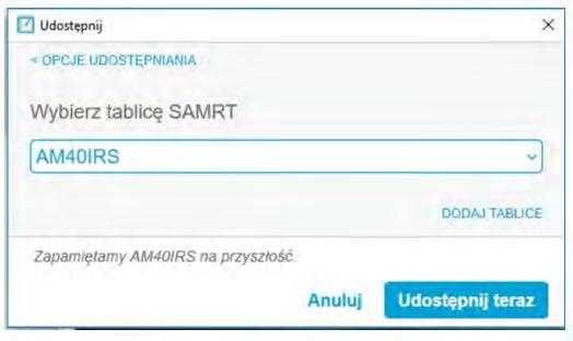 SMART Notebook Player na komputerze nauczyciela Po odnalezieniu tablicy w oknie pojawi się nazwa