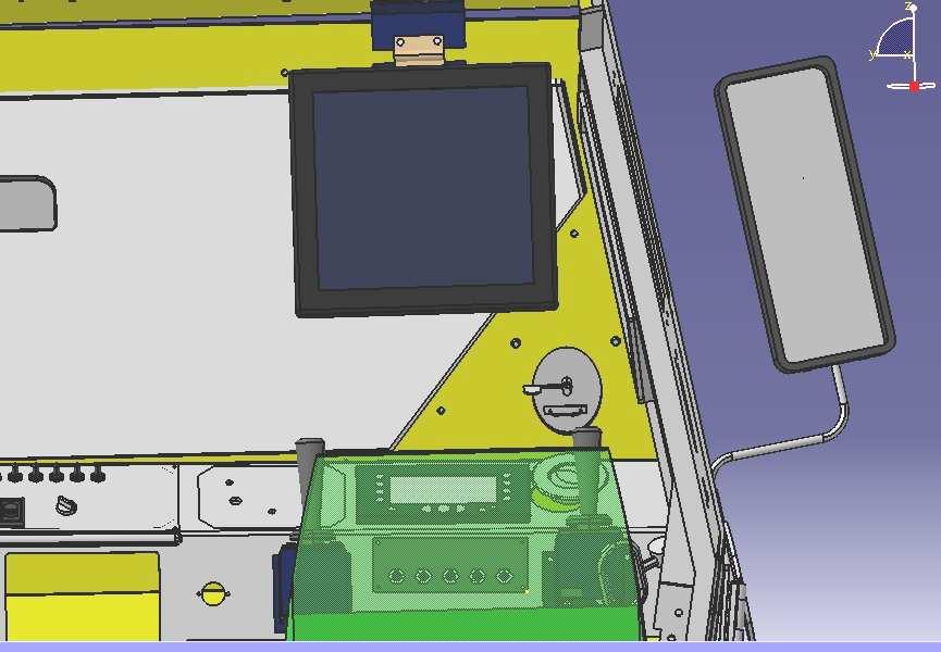 Za pomocą programu CATIA elementy pulpitu zostały rozmieszczone w sposób ergonomiczny oraz w sposób spełniający powyŝszą normę. Rys. 6.