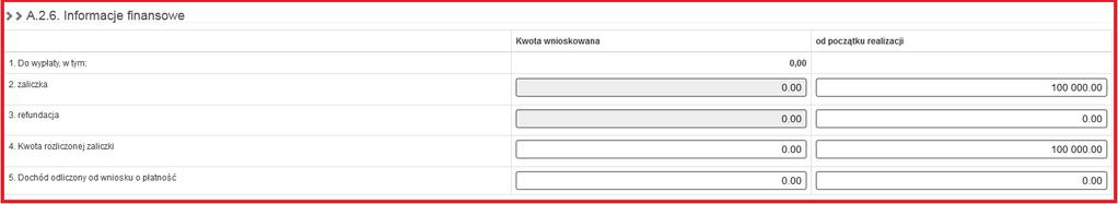 WNIOSEK O PŁATNOŚĆ Informacje finansowe: O kolejną zaliczkę można wnioskować, jeżeli