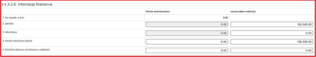 WNIOSEK O PŁATNOŚĆ Informacje finansowe: O kolejną zaliczkę można wnioskować, jeżeli